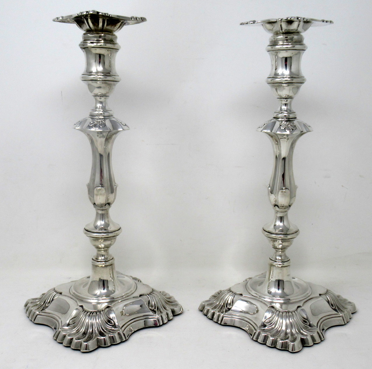 956. Antique Pair English Sterling Silver Candlesticks Candelabra William Hutton 1905 - Image 4