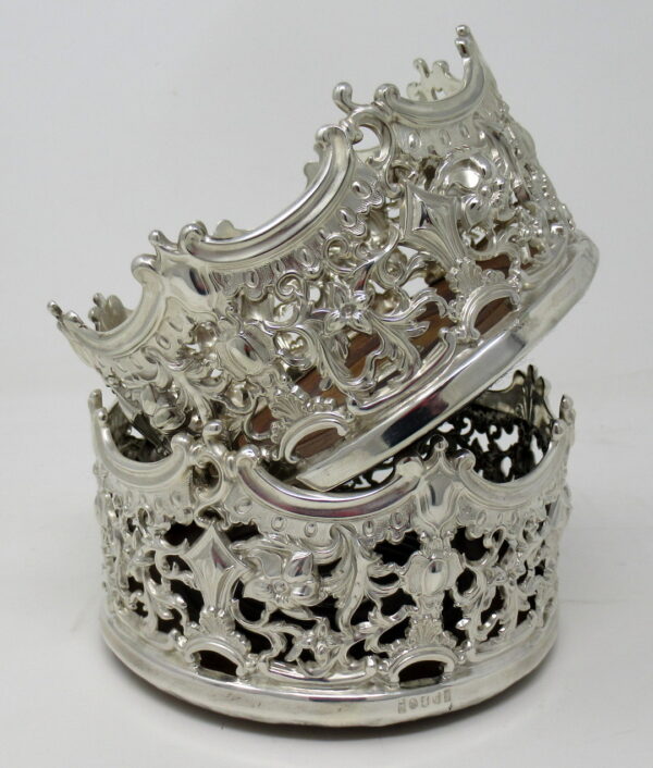 200. Stylish Pair Italian Silver Rococo Style Wine Coasters 19thCt