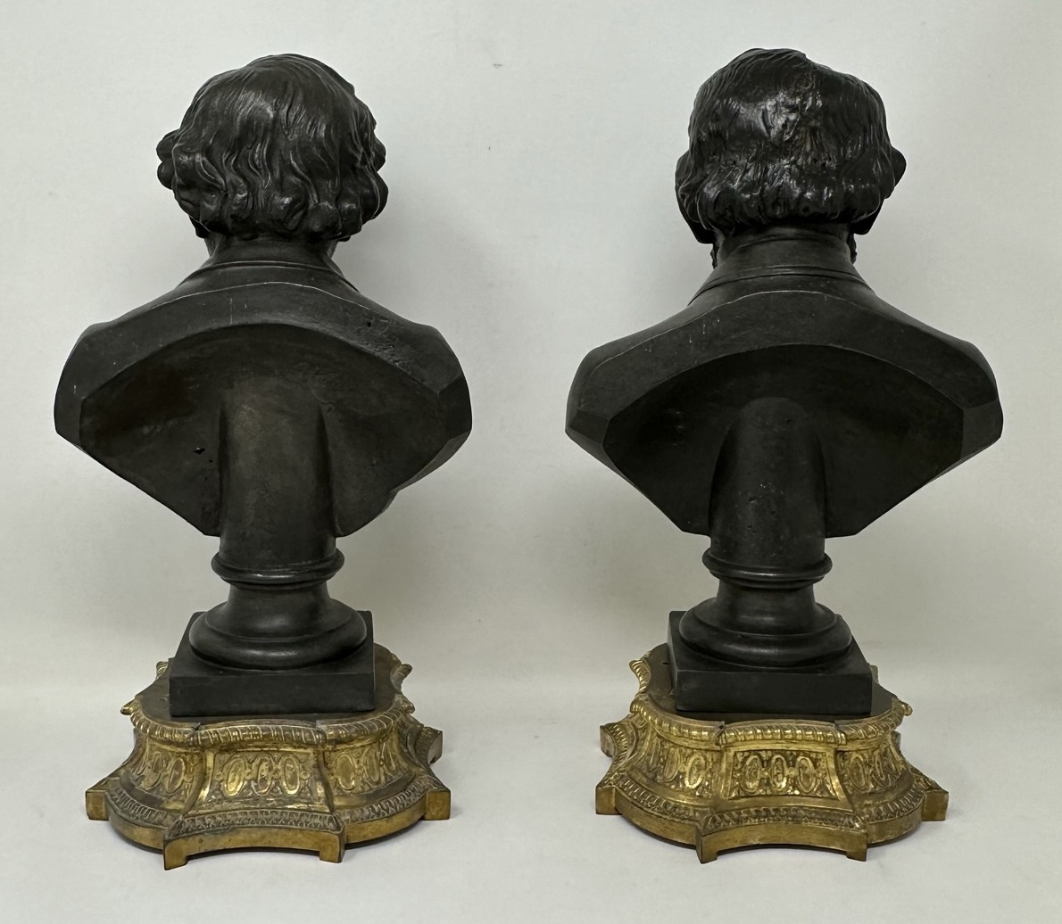 944. Antique Pair Bronzed Ormolu Busts William Ewart Gladstone Benjamin Disraeli 19Ct - Image 6