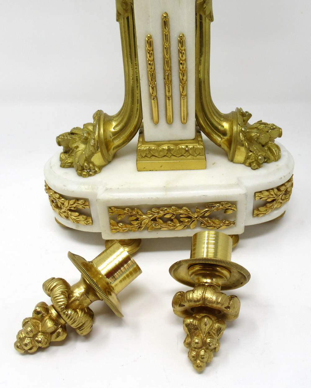 583. Fine Pair French Ormolu Statutory Marble Five Light Candelabra 19thCt - Image 7