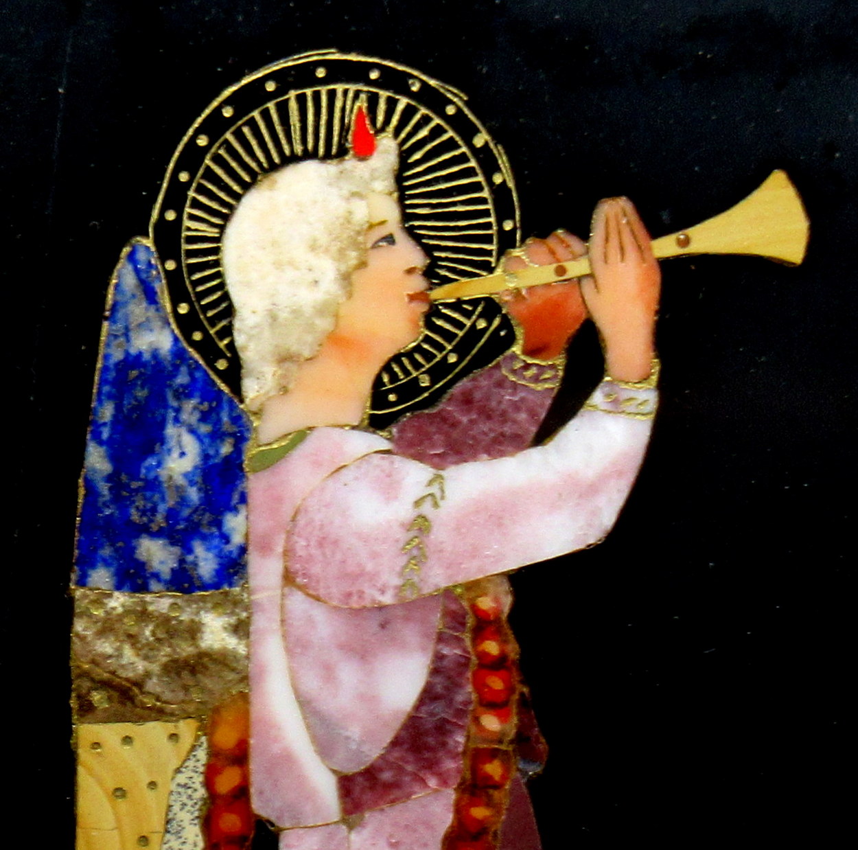 601. Superb Pietra Dura Italian Grand Tour Wall Plaques Gabriel The Archangel 19thCt - Image 5