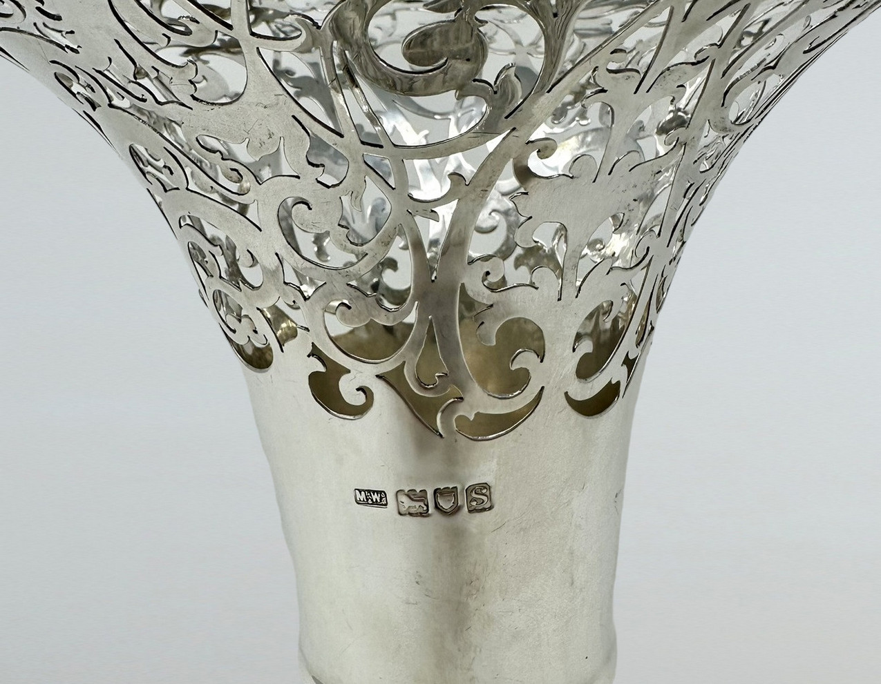 312. Antique English Sterling Silver Fruit Basket Bowl Centerpiece Mappin Webb 1913 - Image 7