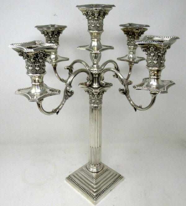 269. Antique English Sterling Silver Candlestick Candelabra Edwardian Barker Brothers