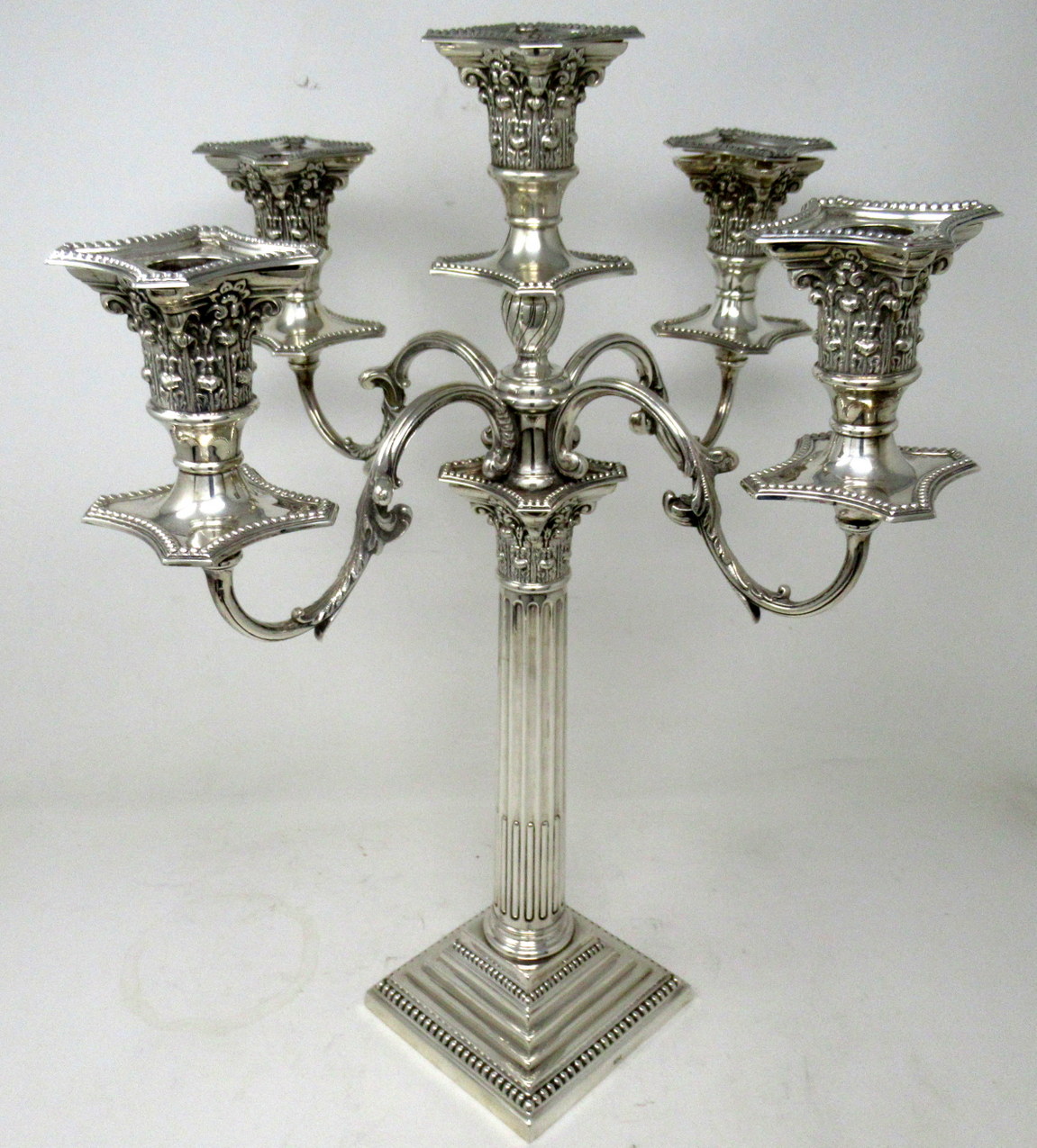 269. Antique English Sterling Silver Candlestick Candelabra Edwardian Barker Brothers