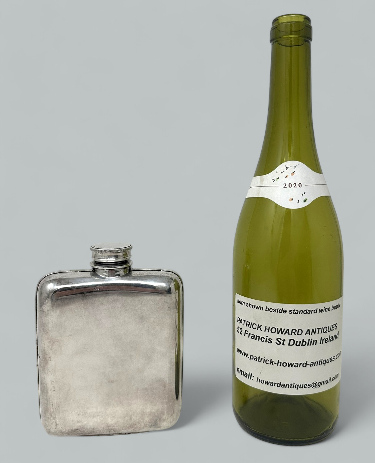 604. Antique English Electroplated Silver Plated Spirits Hip Flask James Dixon 1920s - Image 9