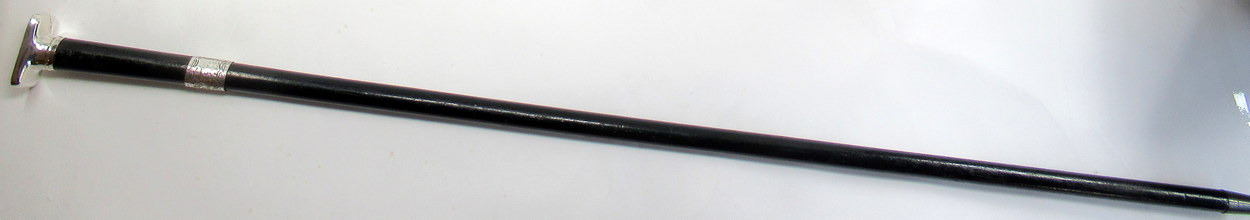 406. Fine Ladies Ebonized Swagger Stick with Unusual Continental Silver Grip 19thCt - Image 9
