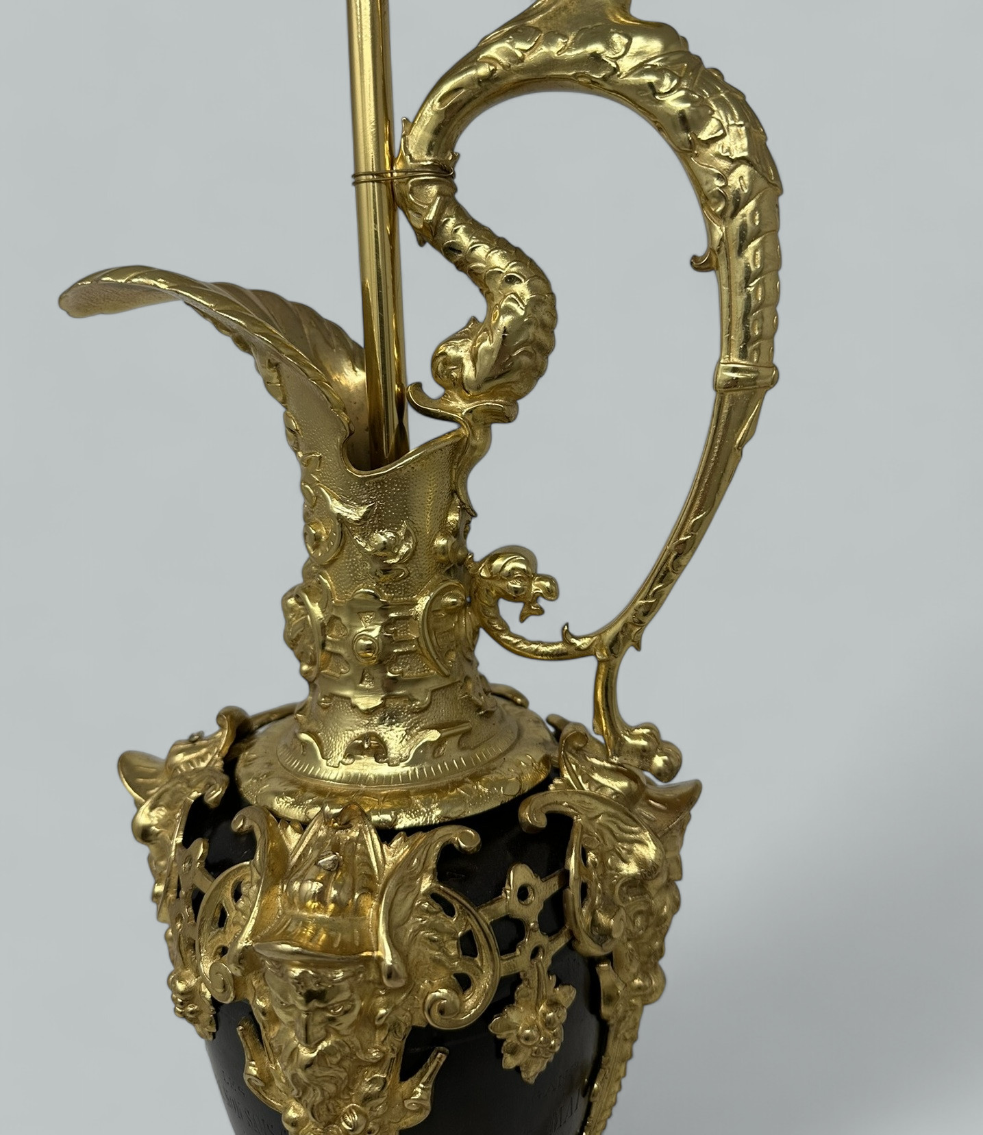 846. Antique French Bronze Ormolu Ewer Vase Electric Lamp Maner Claude Michel Clodion - Image 10