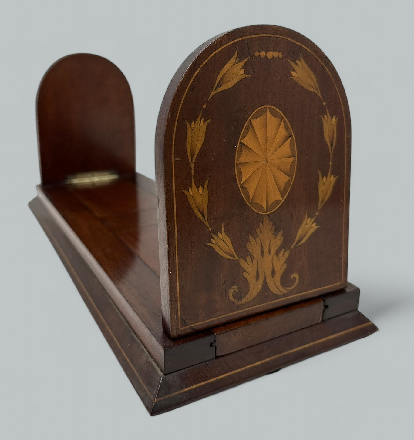 340. Antique Victorian Mahogany Inlaid Book Slide Bookcase Nineteenth Century