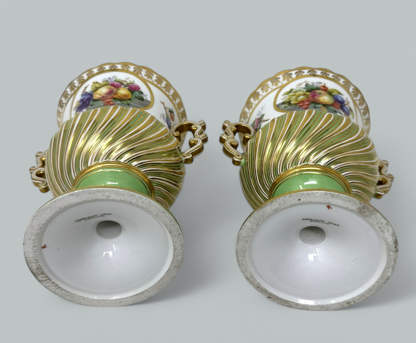 674. Antique English Pair Frederick Adams Copeland Urns Vases Centerpieces Still Life - Image 9