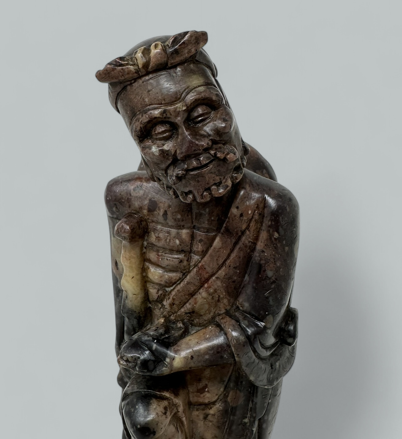 401. Antique Japanese or Chinese Carved Soapstone Gentleman Figure Meiji Period - Image 6