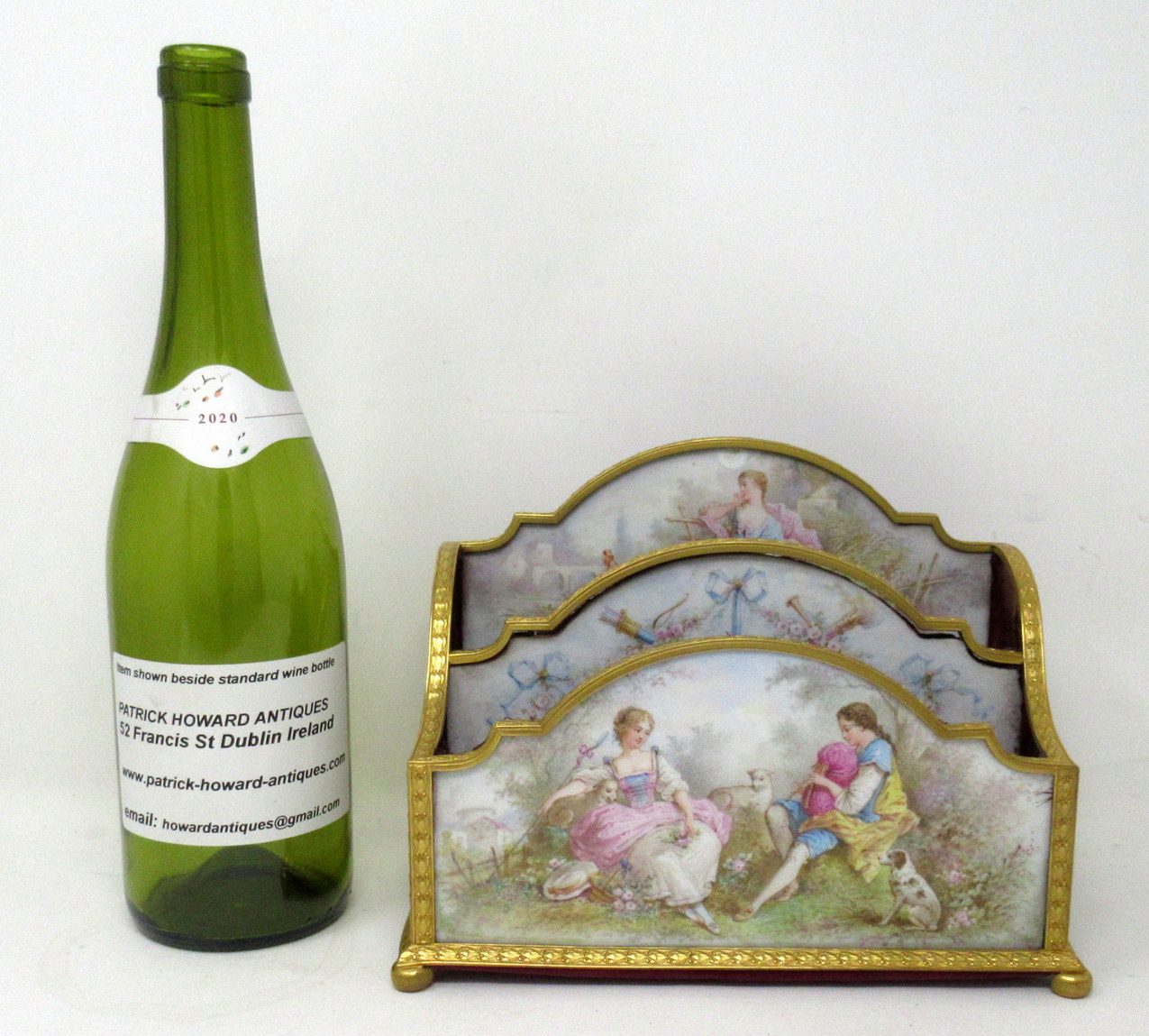 329. Antique French Sevres Ormolu Gilt Bronze Dore Letters Holder Inkwell - Image 12