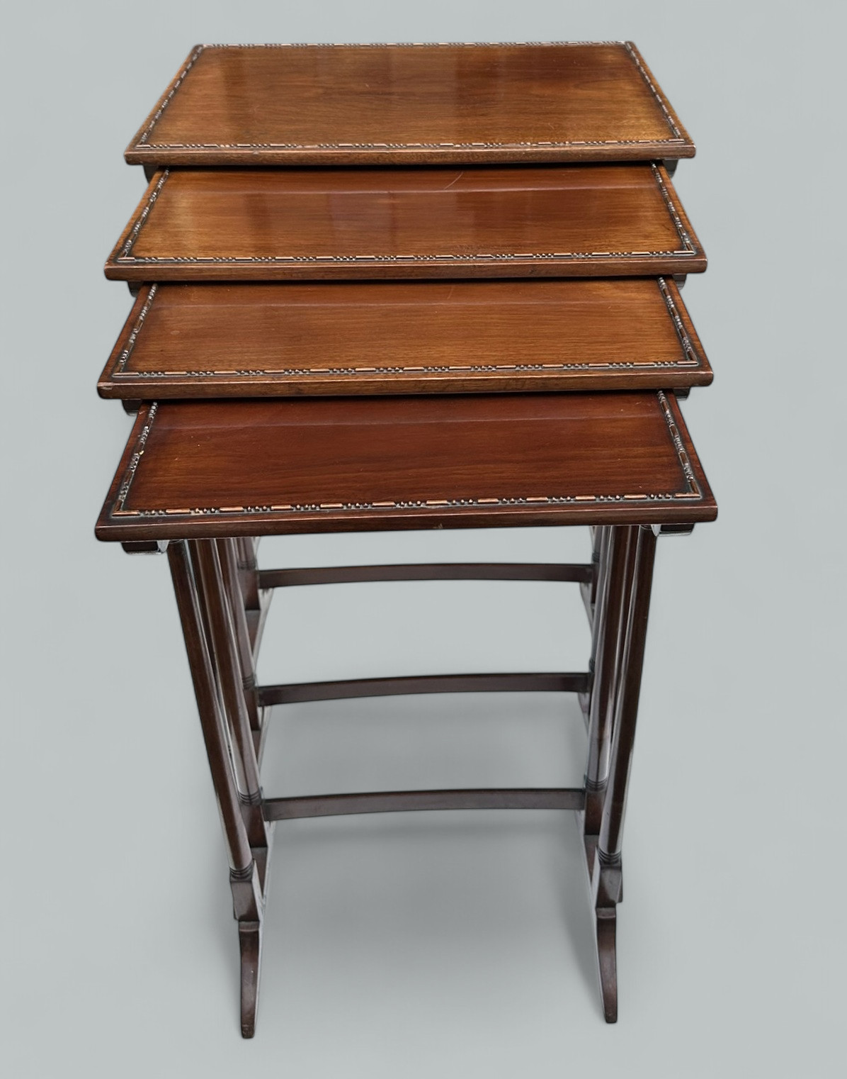 615. Antique Edwardian Mahogany Quartetto Set Nest of Four Occasional Tables 1900 - Image 6