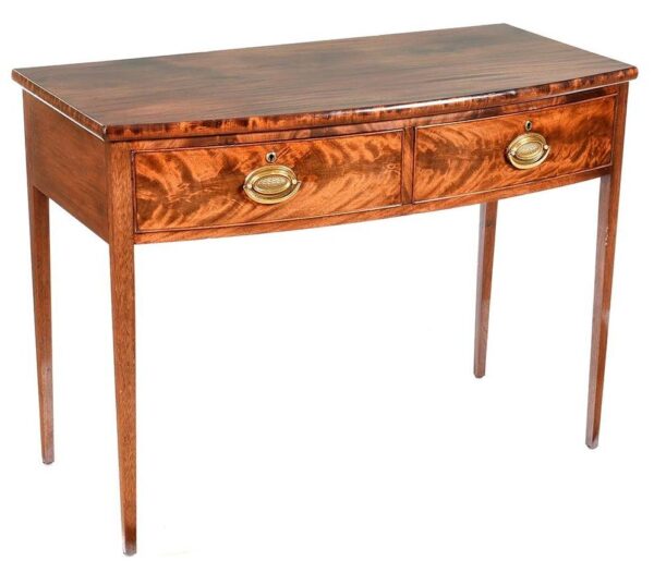 216. Georgian Flaim Grain Mahogany Bow Front Side Cabinet Console Table