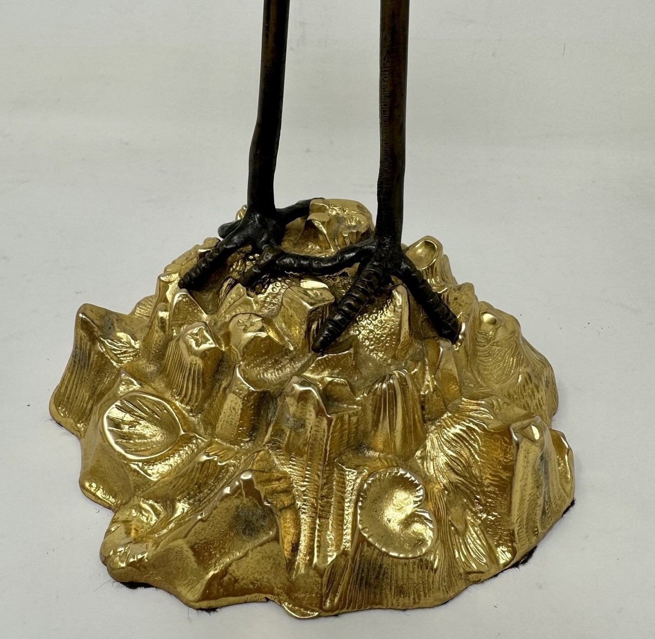 473. Pair English Ormolu Gilt Bronze Candlesticks Storks Cranes Attributed to Abbott - Image 8