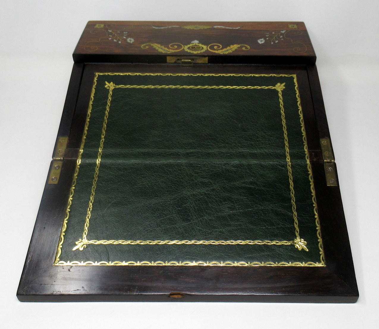 690. Rare Irish Rosewood Mother of Pearl Writing Slope by Austins Dublin Circa 1860 - Image 8