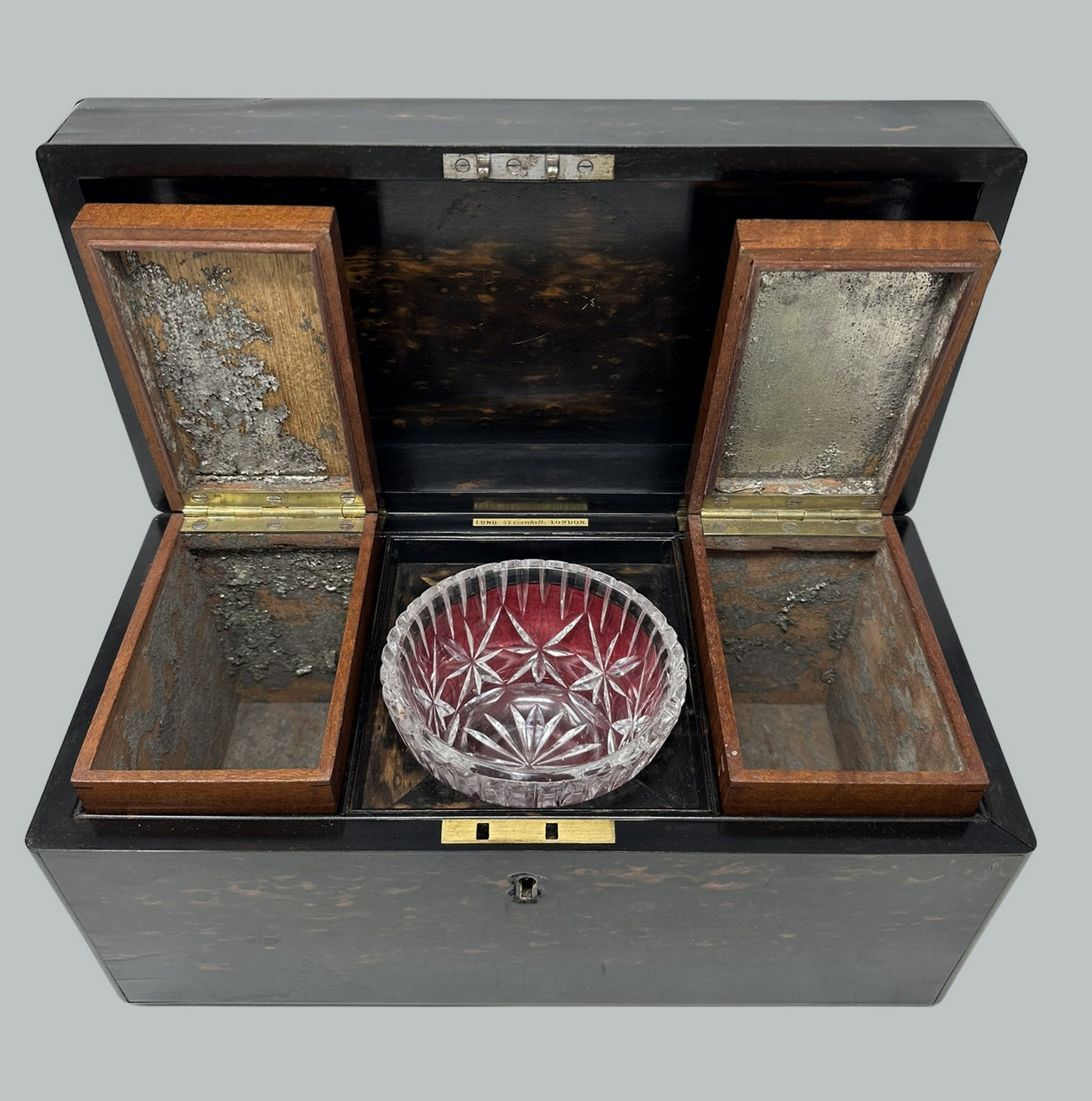 472. Antique English Coromandel Wooden Double Tea Caddy by Thomas Lund 19th Century - Image 6