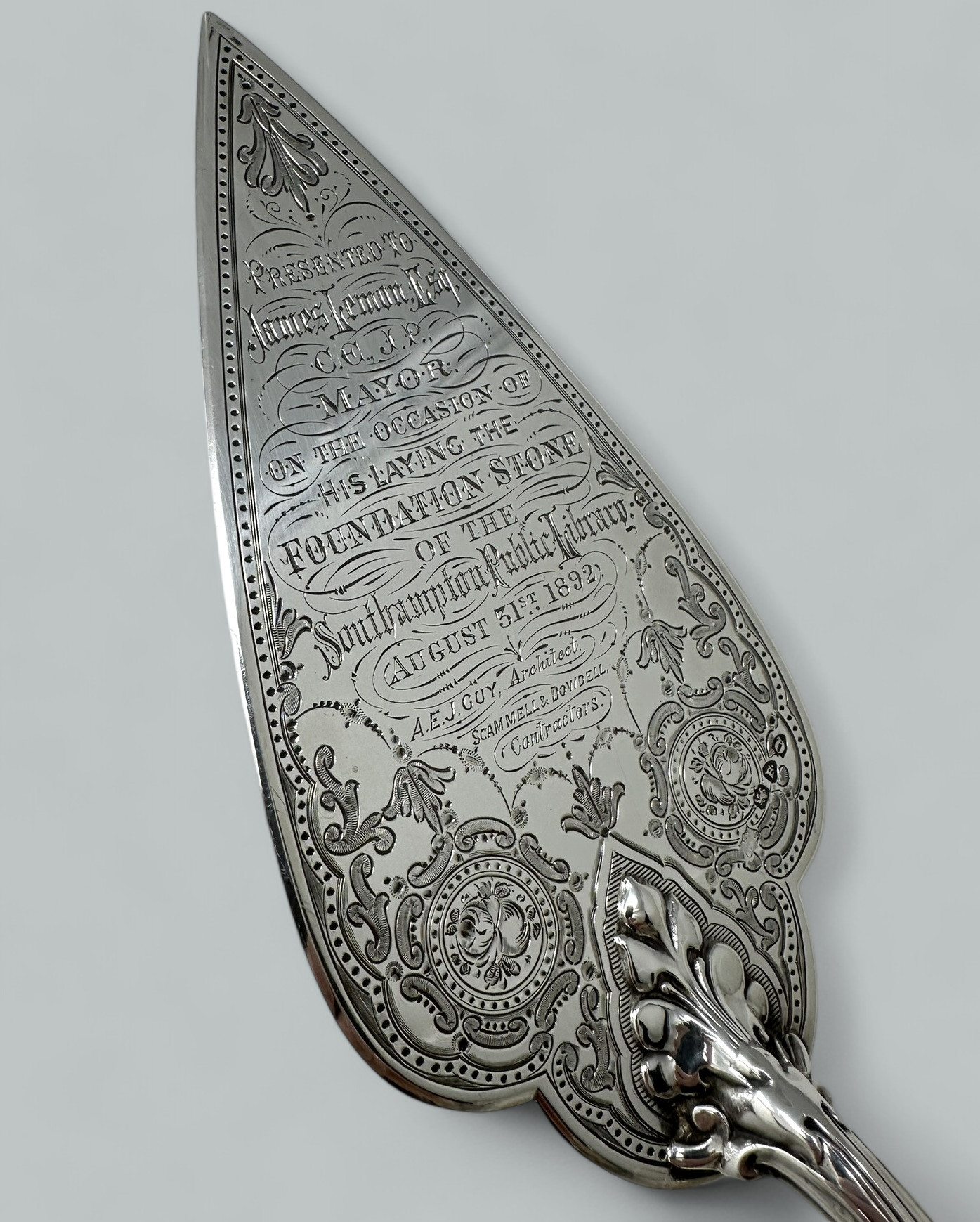 230. Antique English Sterling Silver Brick Layers Trowel Bone Handle Henry Wilkinson - Image 5