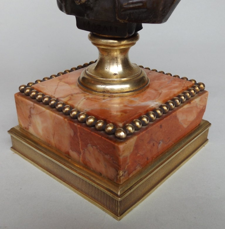 785. Fine Pair Grand Tour French Bronze Busts MOZART and BEETHOVEN Sienna Marble 19Ct - Image 11