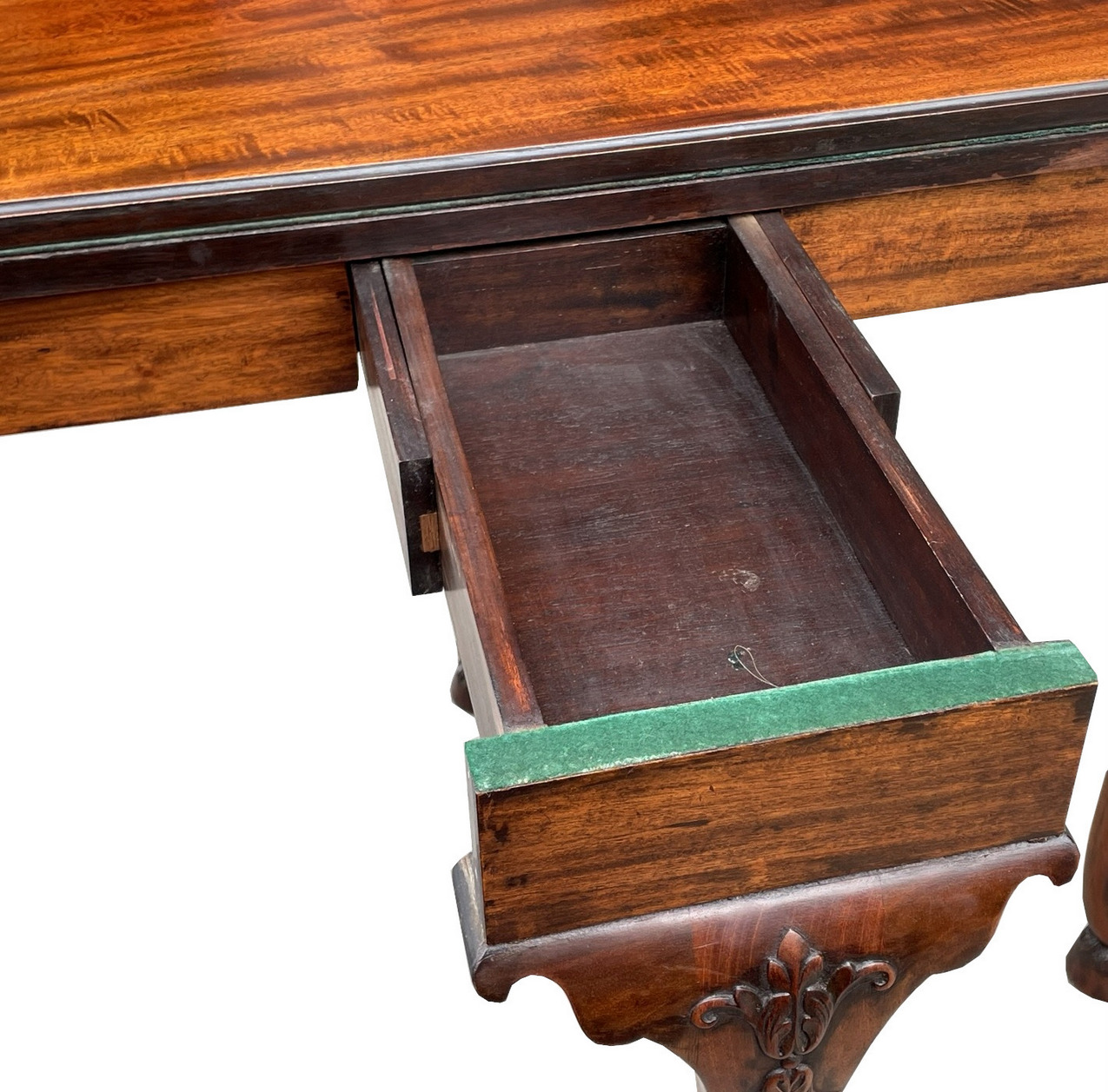 710. Antique English Edwardian Fold-over Half Moon Games Card Table 1900 - Image 5