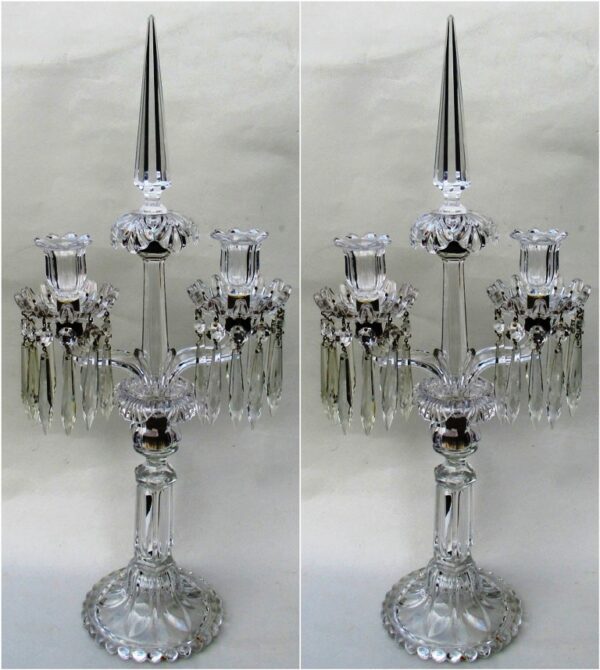 381. Fine Pair French Baccarat Full Led Crystal Candelabra 19thCt