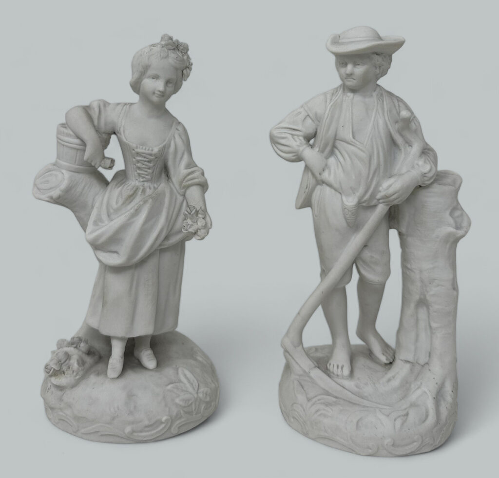 235. SOLD. Antique Grand Tour French Sevres Parian Sculpture Male Female Figures Group 19C