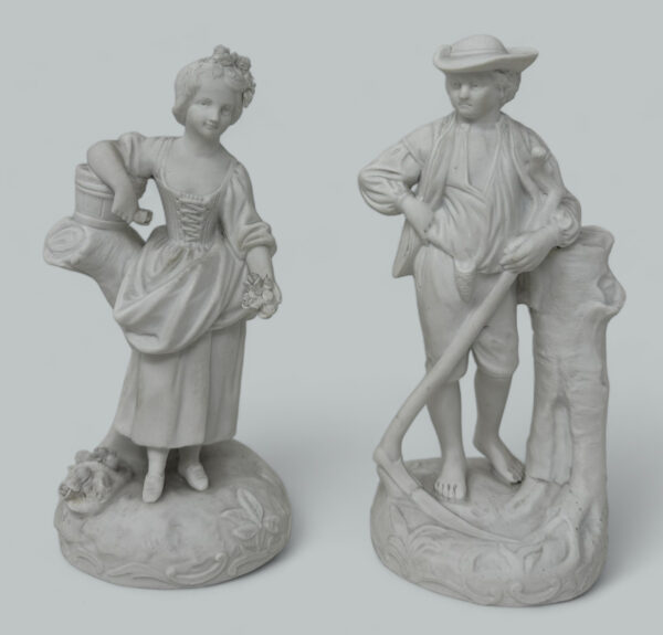 235. Antique Grand Tour French Sevres Parian Sculpture Male Female Figures Group 19C