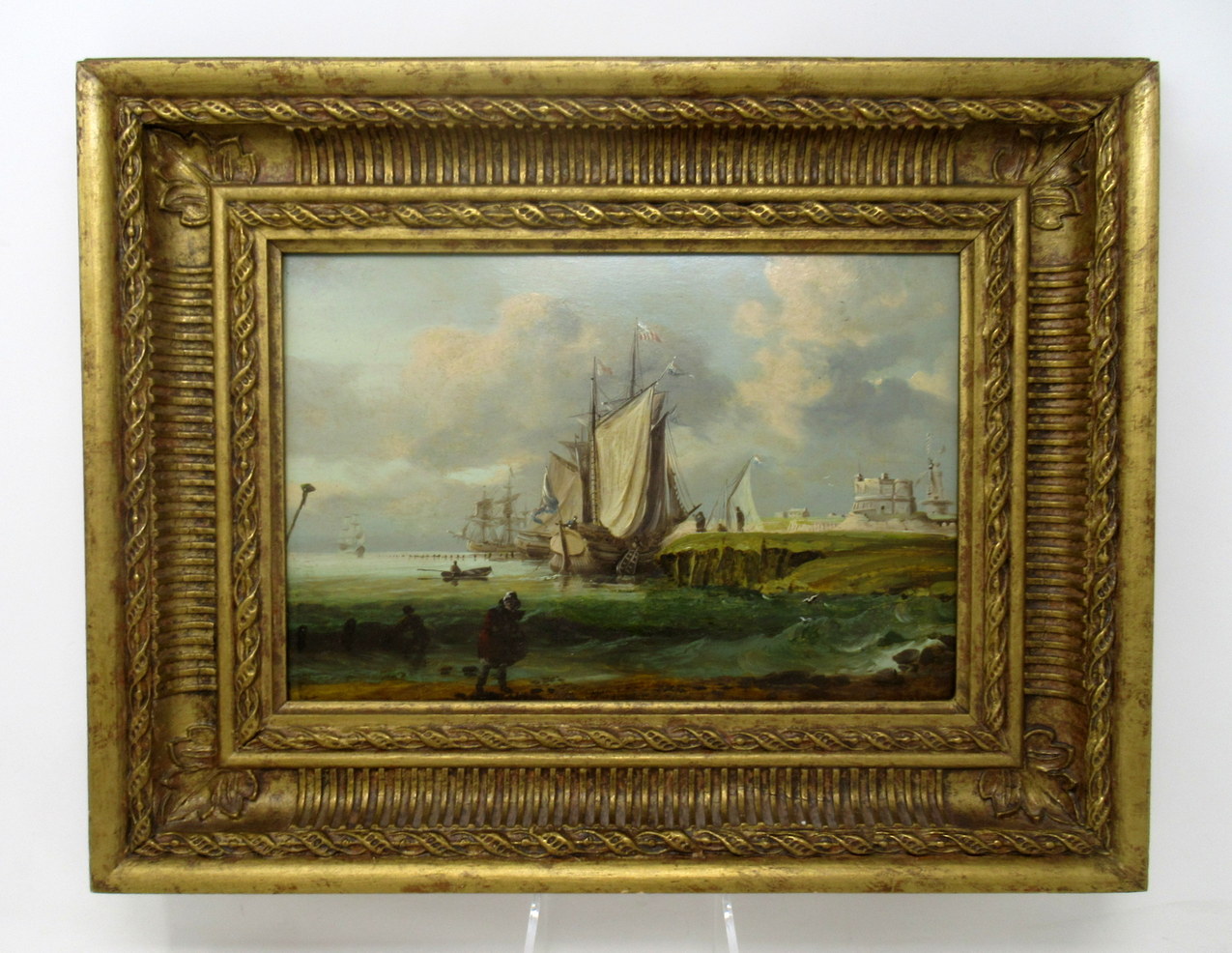 272. William Sadler Dublin Ireland Oil Painting on Board Harbor Scene Seascape Boats - Image 2
