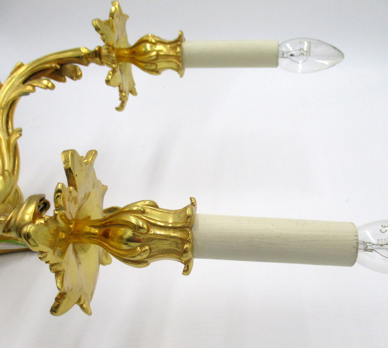 346. Antique Pair of Ormolu Gilt Bronze Twin Light Wall Candle Sconces Appliques 19Ct - Image 10