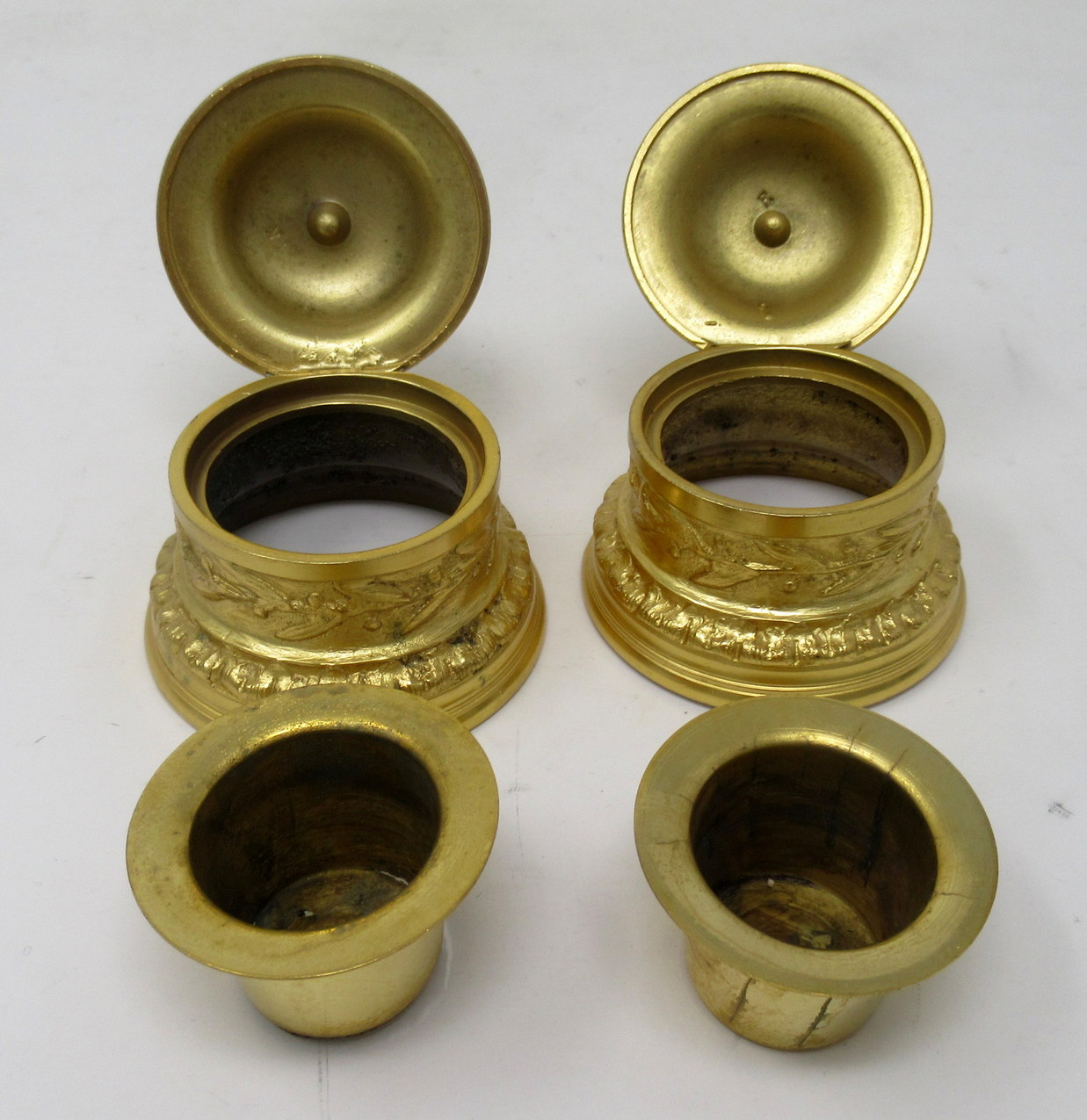 672. Antique Chinese Japanese Bronze Inkwell Male Bust Pair French Ormolu Desk Set - Image 9