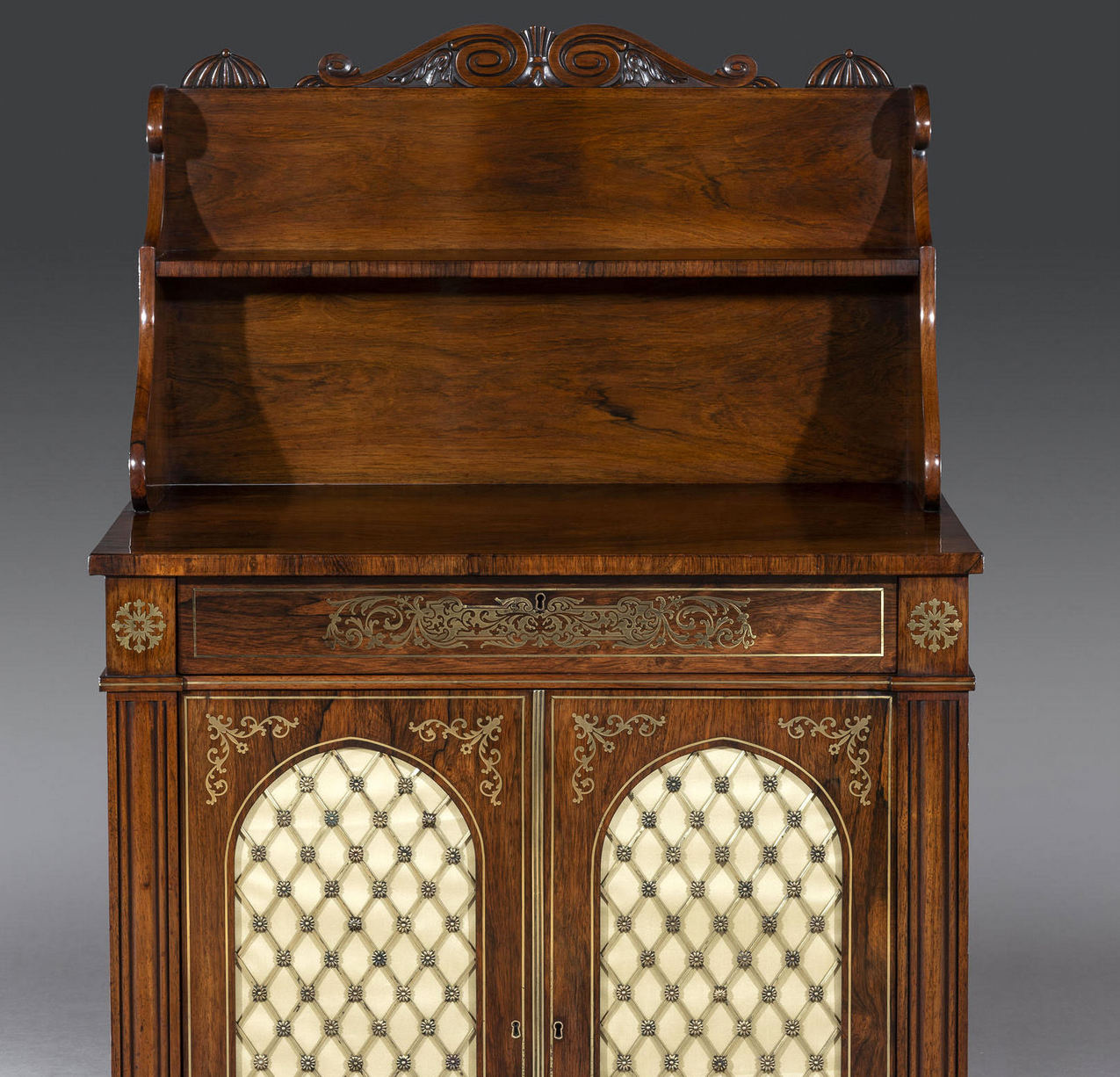 459. Regency Rosewood Brass Inlaid Chiffonier Side Cabinet attrib. Gillows of Lancaster - Image 6