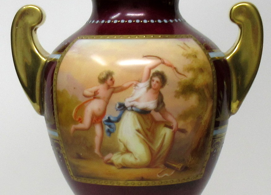479. Fine Pair Austrian Royal Vienna Mythological Themed Hand Painted Vases 19th Ct - Image 5
