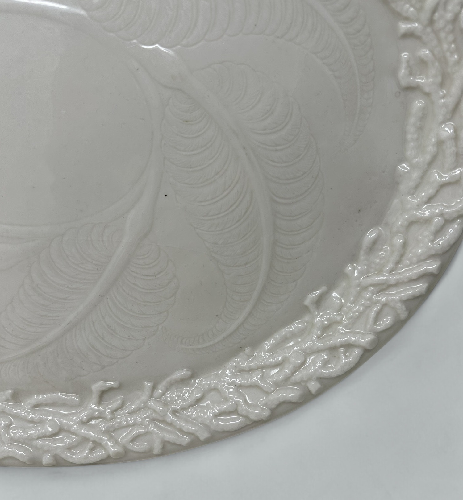 138. Antique Irish Belleek Porcelain Echinus Tray Centerpiece Black Mark Ireland 1891 - Image 3