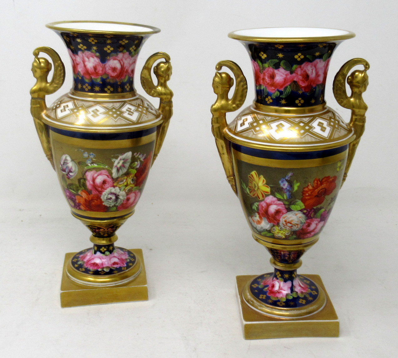 804. Pair Regency Minton Porcelain Urns Vases Garniture Thomas Steel - Image 4