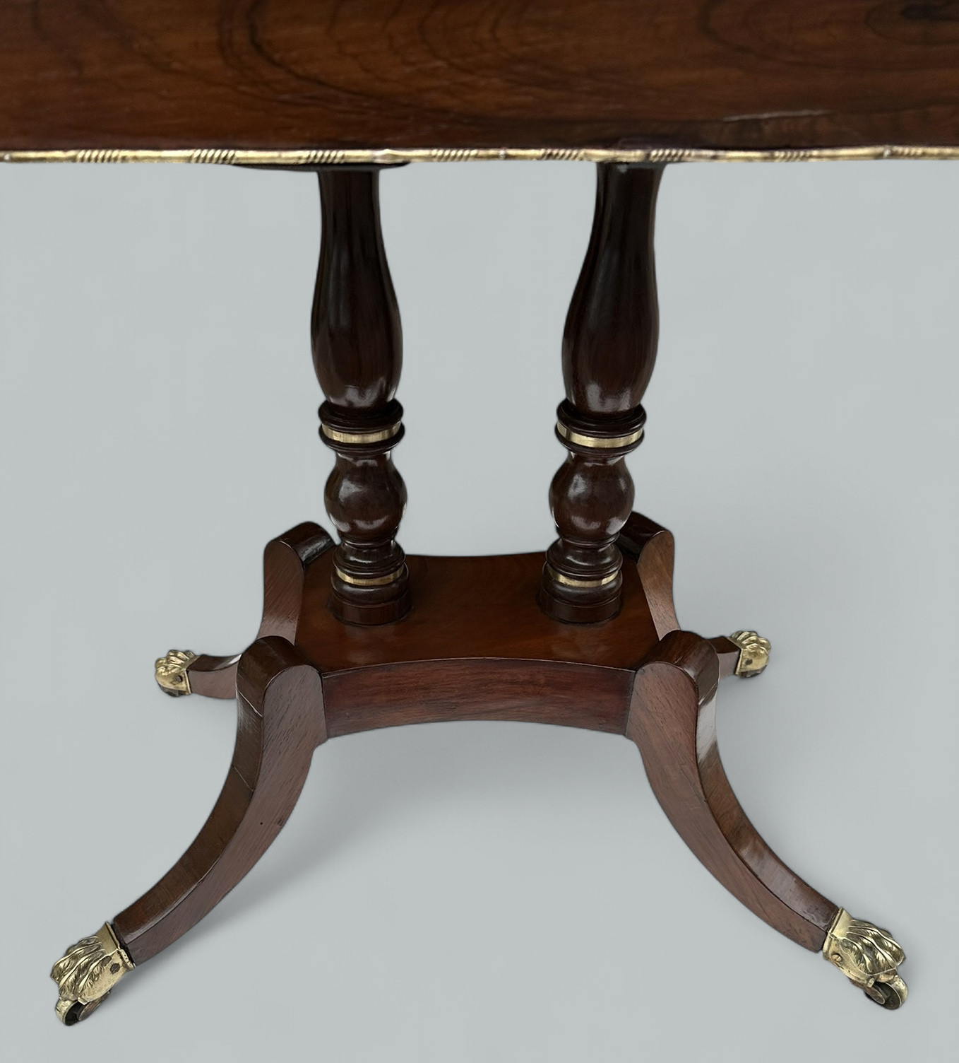 081. Antique English Regency Mahogany Fold-Over Games Card Tea Side Table 19Ct - Image 8