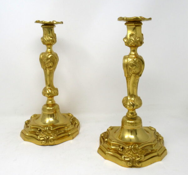 639. Manner of Juste Aurèle Meissonier Stunning LARGE Pair French Ormolu Candlesticks 19th Ct