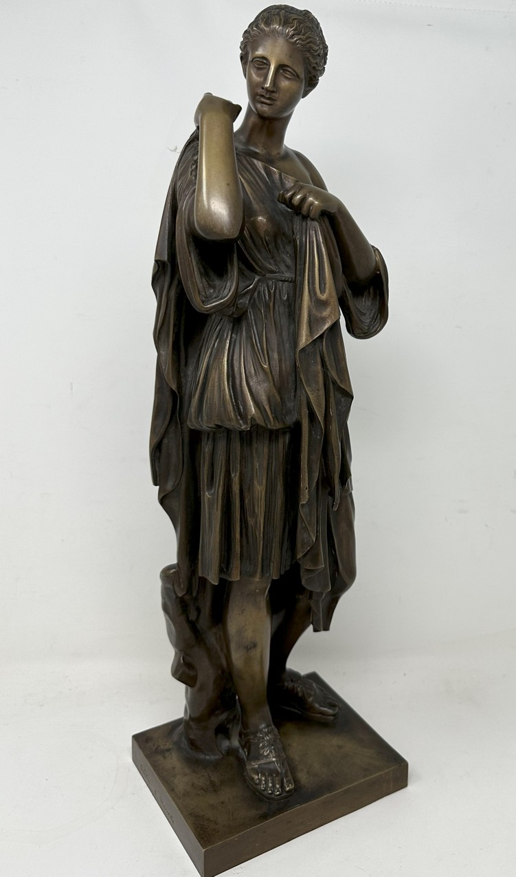 855. Antique Female French Classical Bronze Diana Robing Praxiteles Audin Marseille - Image 2