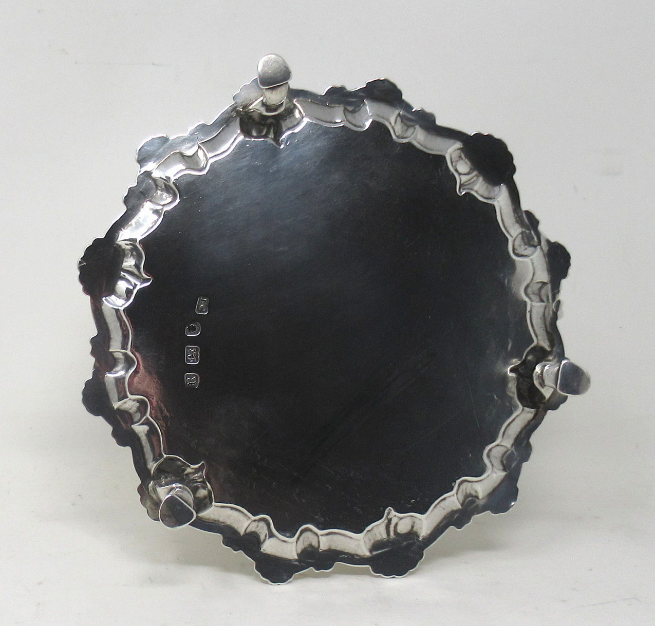 875. Antique Sterling Silver Georgian Serving Card Tray Eighteenth Century Hallmark - Image 4