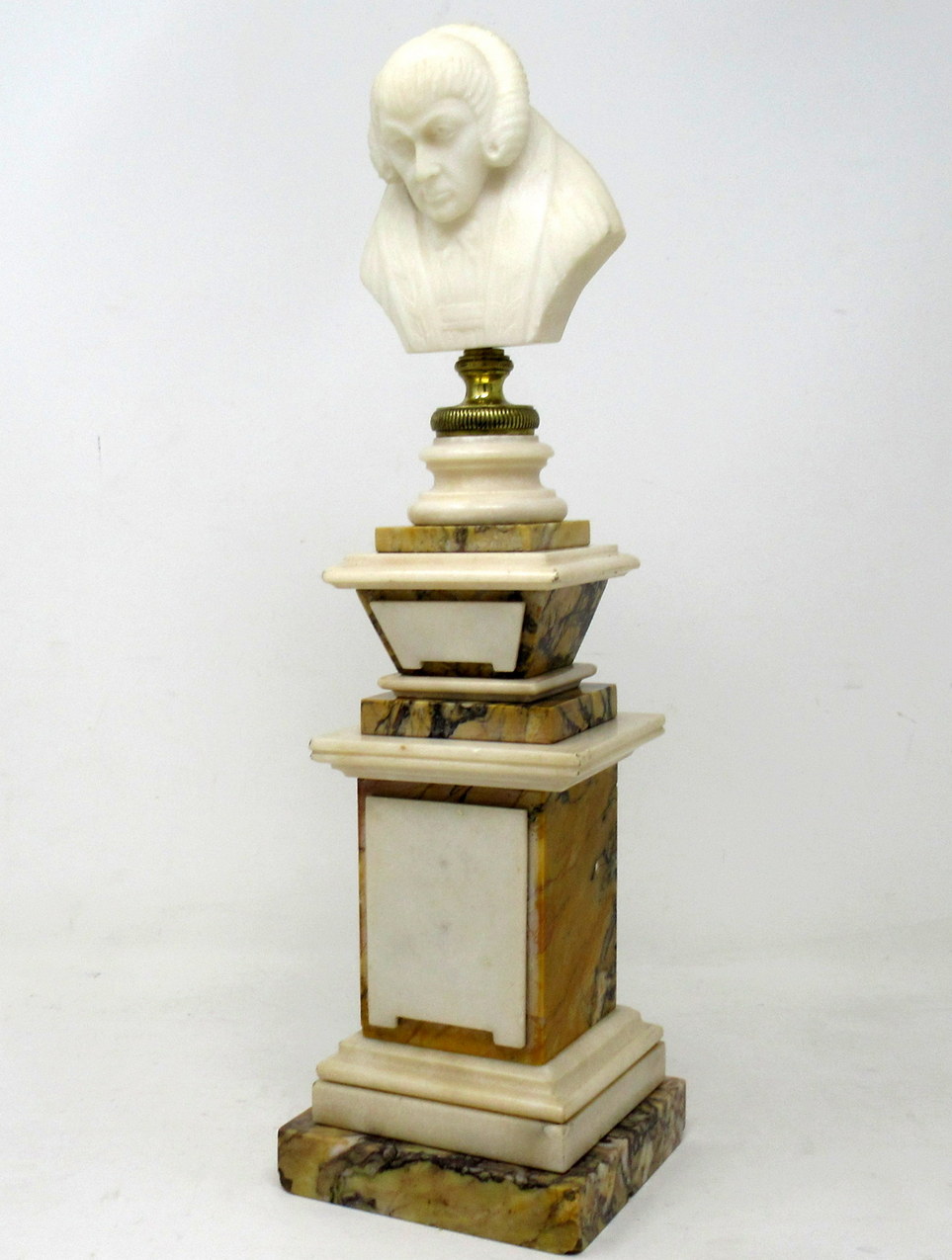 364. Antique Sienna Cream Marble Grand Tour Classical Bust of Lady Figure - Image 2