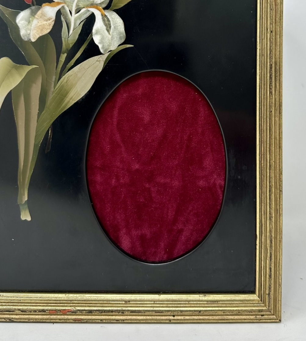 924. Antique Gilt Framed Pietra Dura Italian Photo Picture Frame Still Life Flowers - Image 5