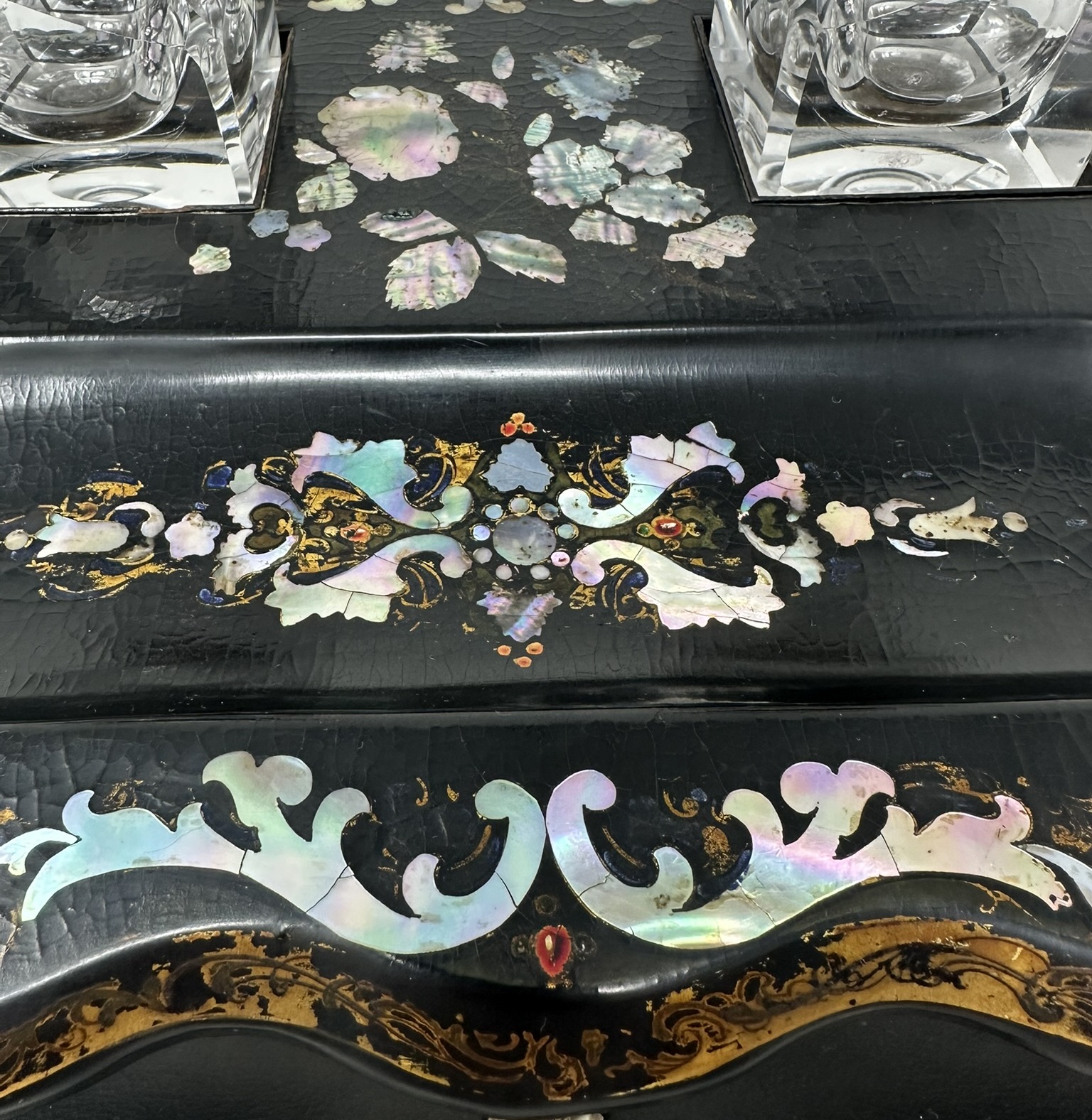 301. Antique Jennings and Bettridge Grand Tour Papier Mache Desk Set Inkstand Encrier - Image 5