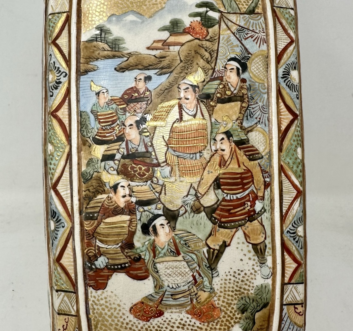 872. Antique Pair Japanese Satsuma Table Lamps Vases Urns Meiji Period 1868-1912 - Image 9