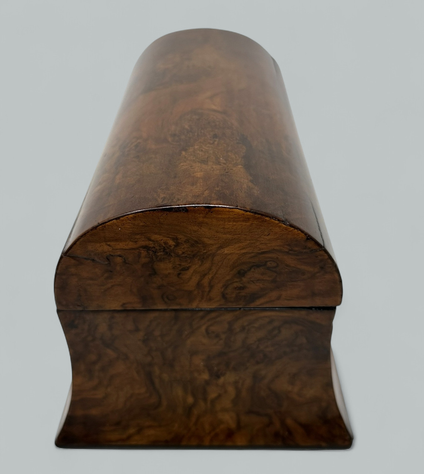 430. Antique English Burl Burr Walnut Wooden Victorian Double Tea Caddy 19th Century - Image 5