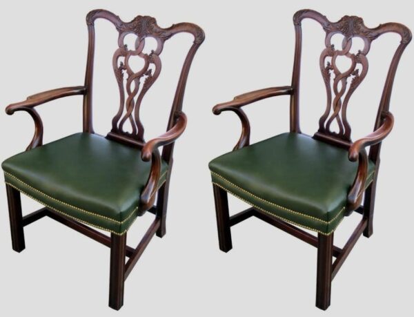 286. Superb Pair of Georgian Style Mahogany Carvers 19thCt