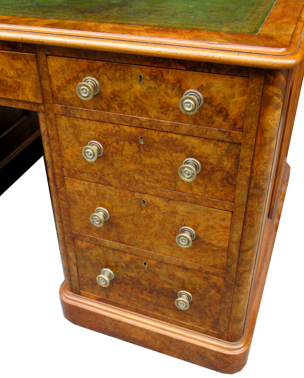 143. Superb Burr Walnut Early Victorian Twin Pedestal Desk 19thCt - Image 2