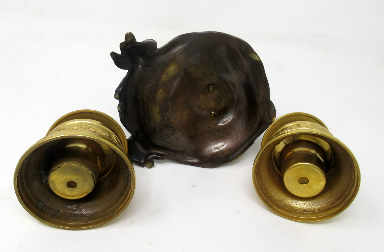 672. Antique Chinese Japanese Bronze Inkwell Male Bust Pair French Ormolu Desk Set - Image 10