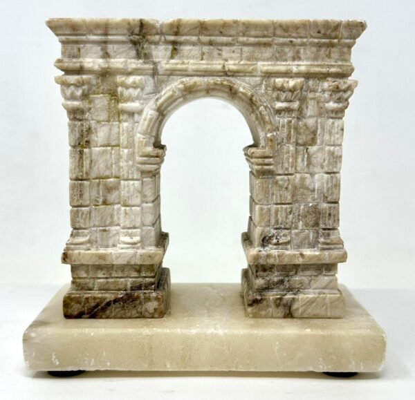422. Antique Grand Tour French Carved Marble Architectural Model Arc de Triomphe Paris