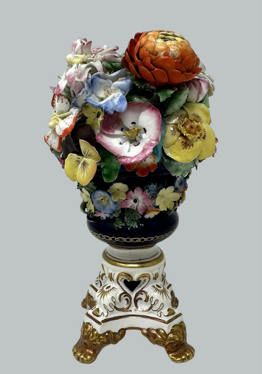 264. Antique Regency English Crown Derby Porcelain China Pair Urns Vases 1815-1825 - Image 8