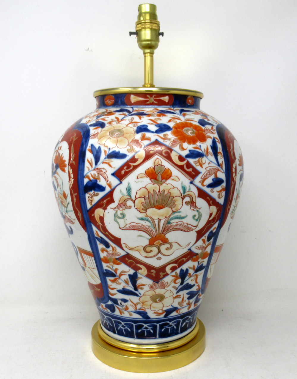 794. Antique Japanese Chinese Imari Porcelain Ormolu Table Vase Lamp Blue Red Gilt - Image 2