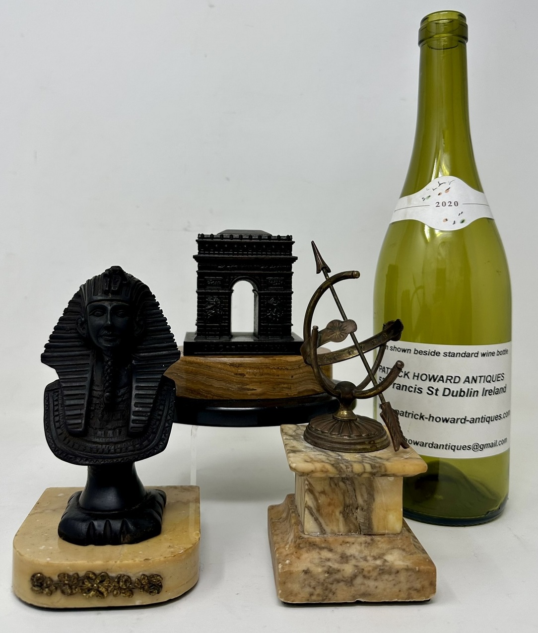 172. Grand Tour French Bronze Arc de Triomphe Egyptian Figure Sundial Sienna Marble - Image 11