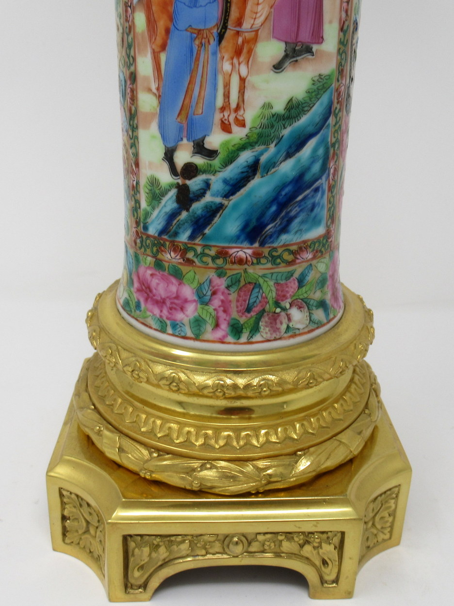 892. Stunning Pair Large Cantonese Hand Painted Table Lamps 19thCt - Image 6